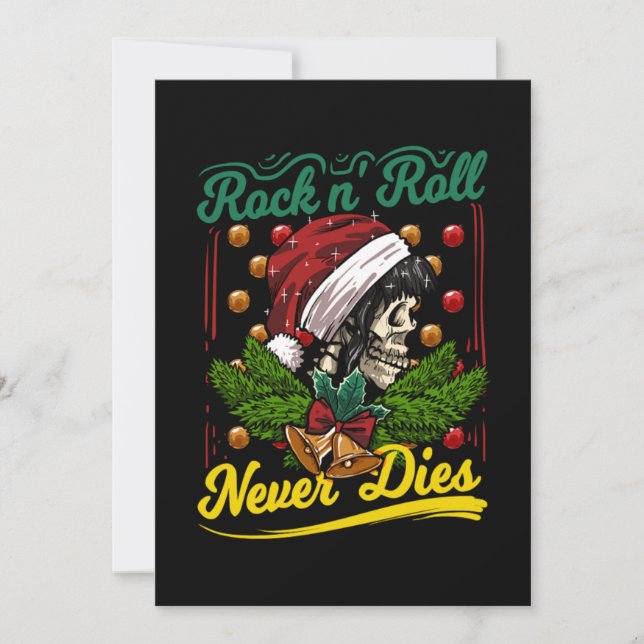 Invitación Christmas Rock n Roll Never Dies Rockabilly Girl S (Anverso)
