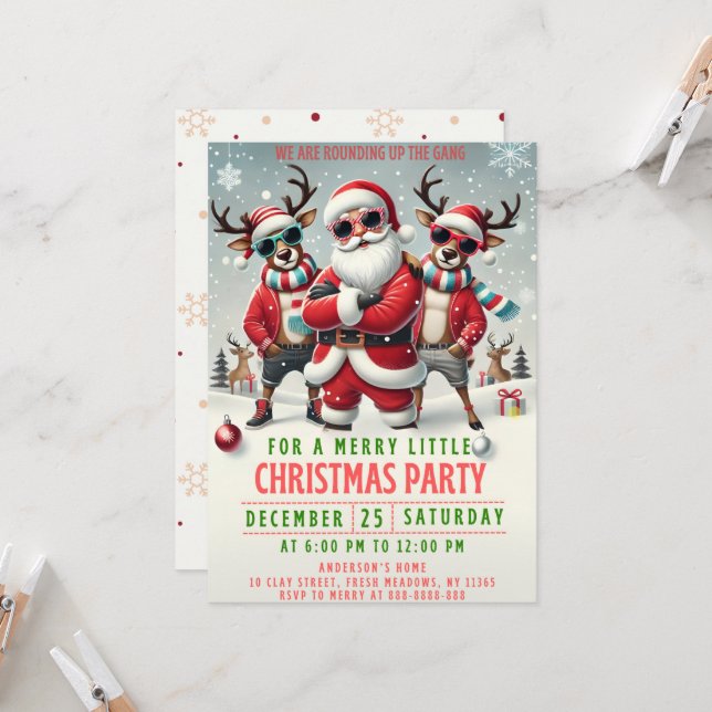 Invitación Christmas Rounding up the Gang Invitation (Anverso/Reverso In Situ)
