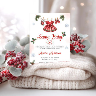 Invitación Christmas Santa Baby Holiday Baby Shower