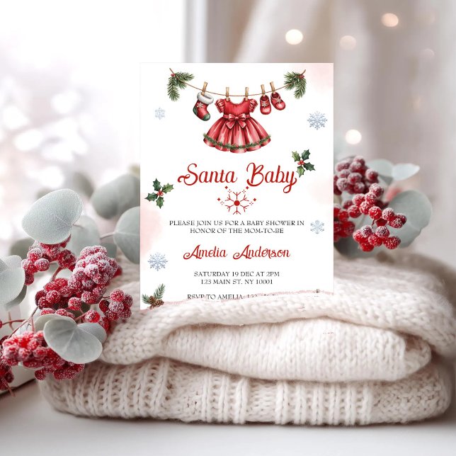 Invitación Christmas Santa Baby Holiday Baby Shower (Subido por el creador)