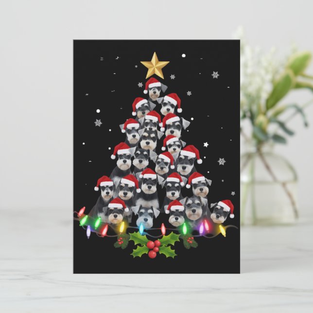 Invitación Christmas Schnauzer Dog Tree Xmas Pet Animal (Anverso de pie)