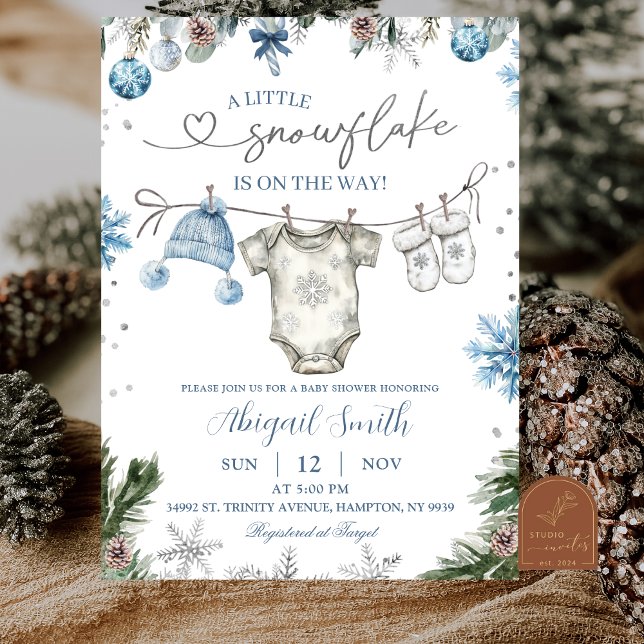 Invitación Christmas Snowflake clothesline Baby Shower (Subido por el creador)