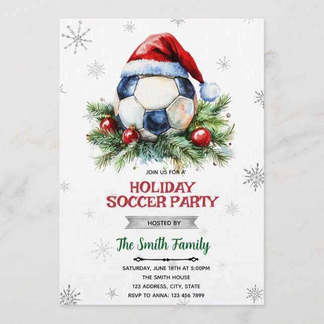 Invitación Christmas soccer party invitation (Anverso)