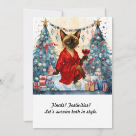 Invitación Christmas Study Break Invitation Siamese Cat