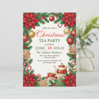 Invitación Christmas Tea Holiday Party Invitation