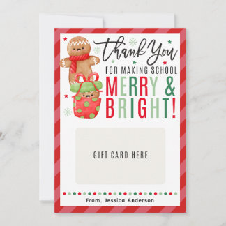 Invitación Christmas Teacher Gingerbread Gift Card Holder