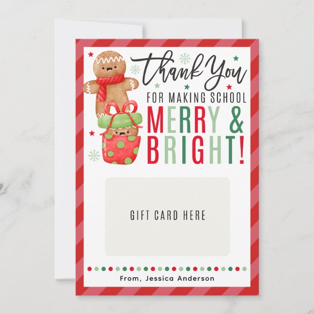 Invitación Christmas Teacher Gingerbread Gift Card Holder (Anverso)