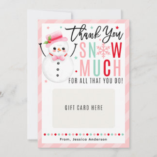 Invitación Christmas Teacher Thank You Pink Gift Card Holder