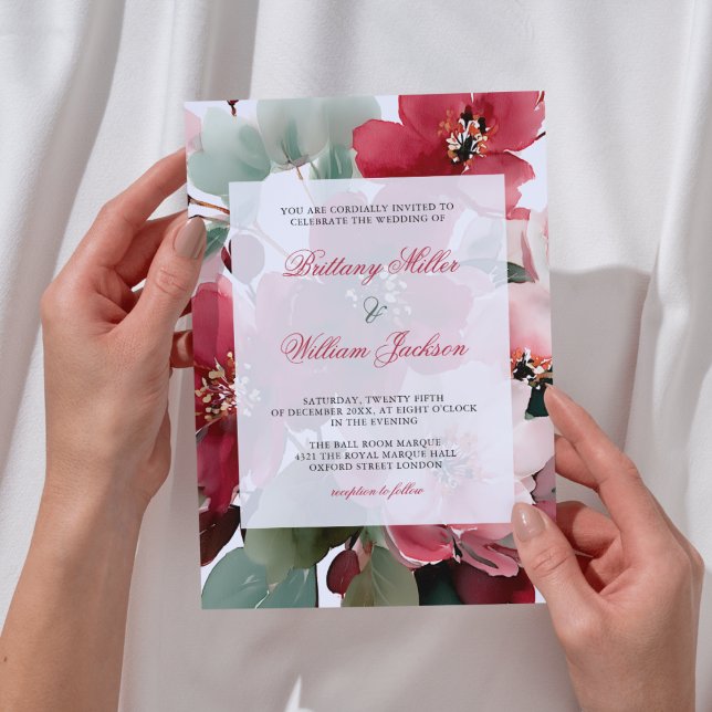 Invitación  Christmas Themed Red Floral Wedding  (Subido por el creador)