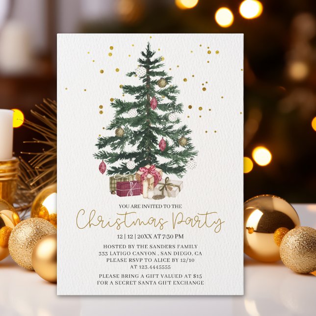 Invitación Christmas Tree Party Invitation | Elegant Holiday  (Subido por el creador)