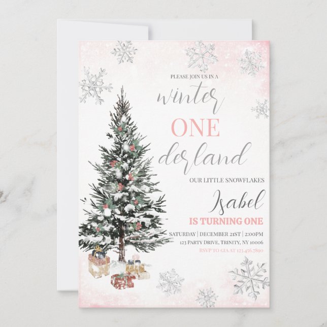Invitación Christmas Tree Winter Onderland Birthday (Anverso)