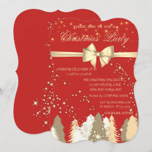 Invitación Christmas Trees,Red Company Christmas Party