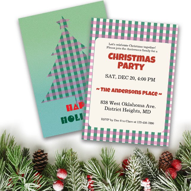 Invitación Christmas Trendy Checks Customize Party (Subido por el creador)