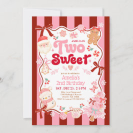 Invitación Christmas Two Sweet 2nd Birthday Invitation