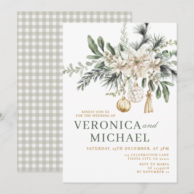 Invitación Christmas Wedding Tis the Season to Be Married (Anverso / Reverso)