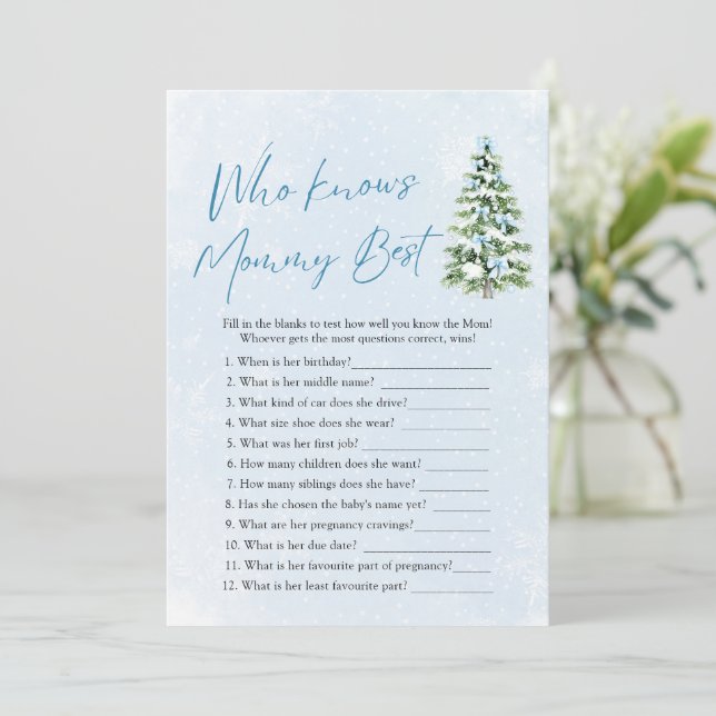 Invitación Christmas Who Knows Mommy Best Baby Shower Game (Anverso de pie)