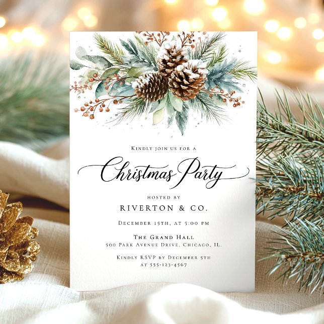 Invitación Christmas Winter Botanical Watercolor Party (Subido por el creador)