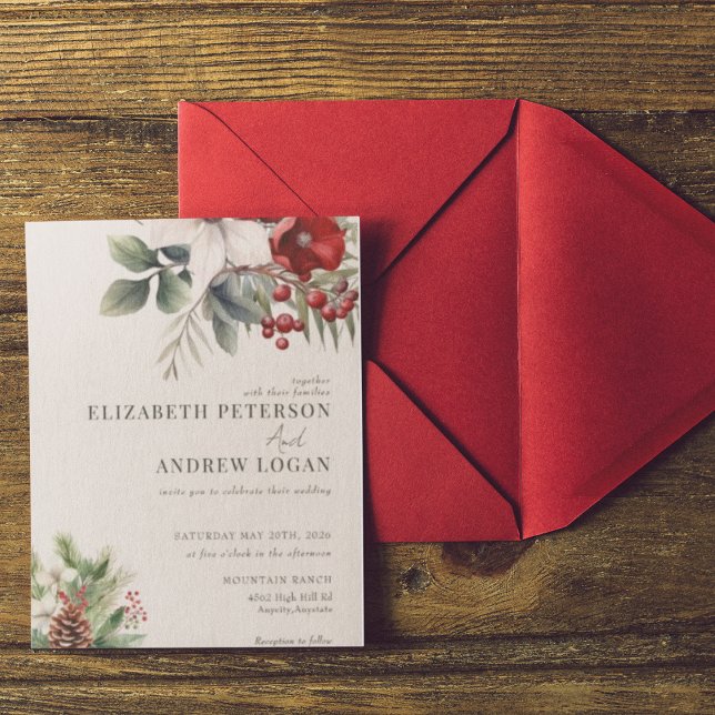 Invitación Christmas Winter Floral | Christmas Wedding (Subido por el creador)