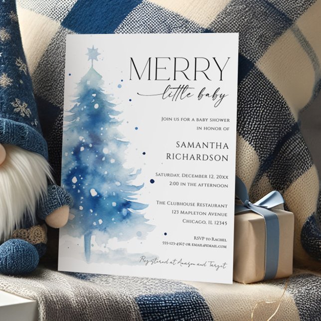 Invitación Christmas Winter Merry Little Baby Boy Shower (Subido por el creador)