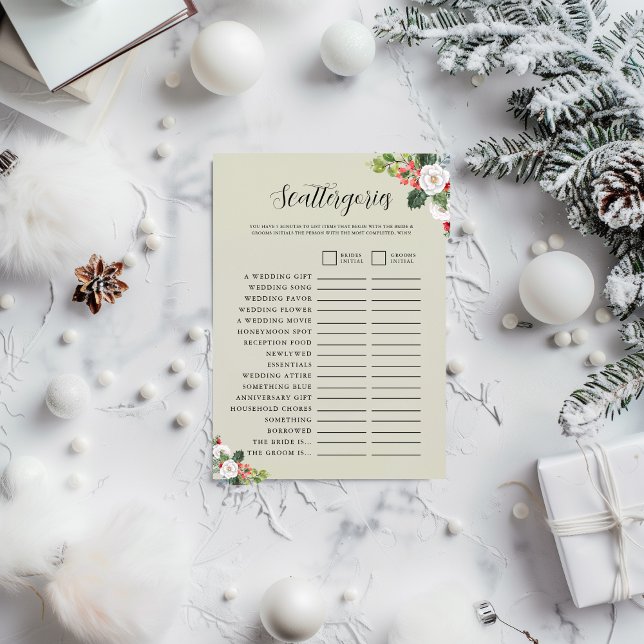 Invitación Christmas Winter Scattergories Bridal Shower Game  (Subido por el creador)