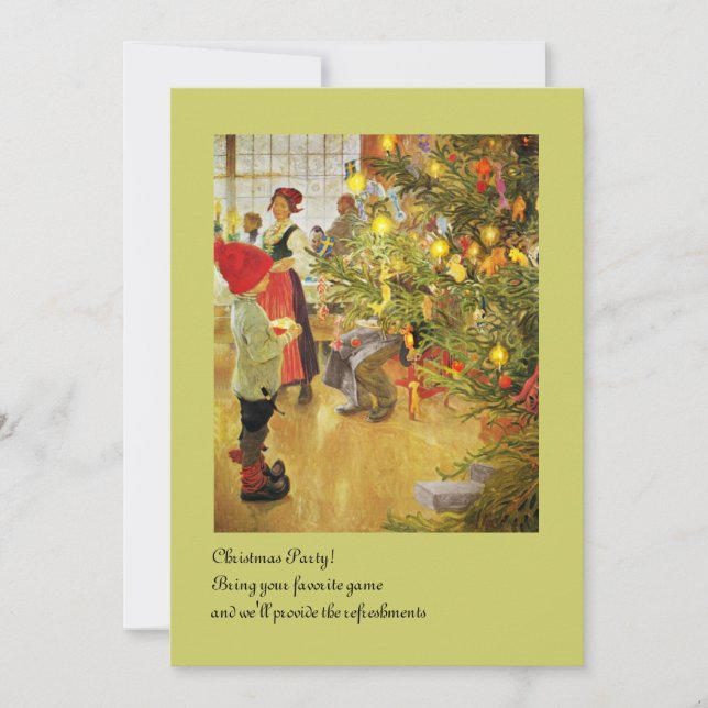 Invitación Christmastime Nuevamente pequeño y Julgran (Anverso)