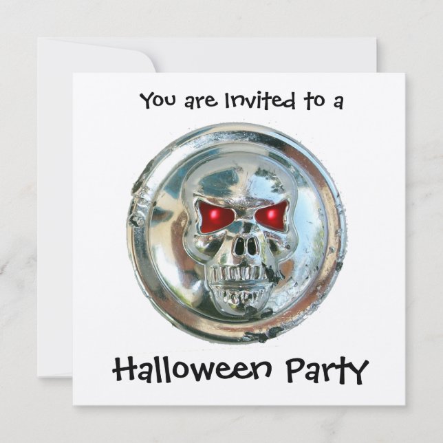 INVITACIÓN CHROME SKULL HALLOWEEN PARTY (Anverso)
