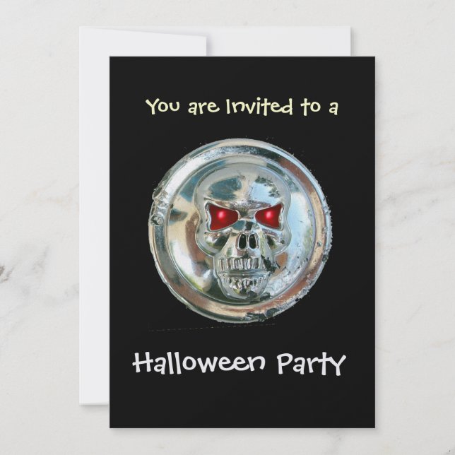 Invitación CHROME SKULL HALLOWEEN PARTY Ice Metálico (Anverso)