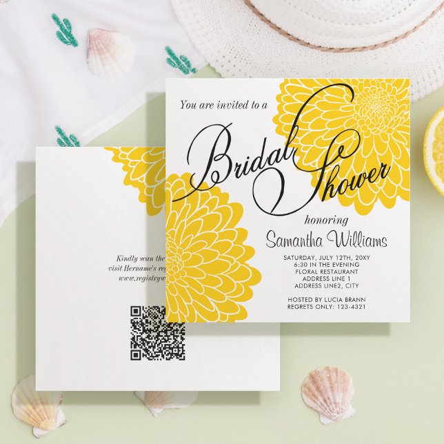 Invitación Chrysanthemum amarillo QR Código Cuadrado Ducha de (Subido por el creador)