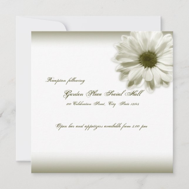 Invitación Chrysanthemum blanco boda (Anverso)