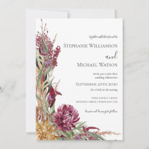 Invitación Chrysanthemums de otoño acuarela Boda floral