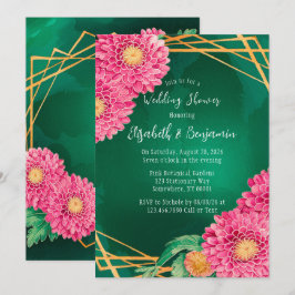 Invitación Chrysanthemums Gold Geometric Wedding Ducha