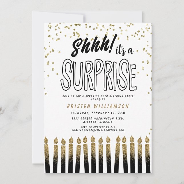 Invitación ¡Chsss! Es una vela divertida de cumpleaños número (Anverso)