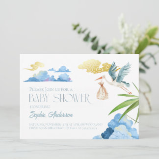 Invitación Chubasquero Aquarela Nubes Baby Shower