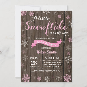 Invitación Chubasquero de Invierno Baby Shower Rosa Blanco Co