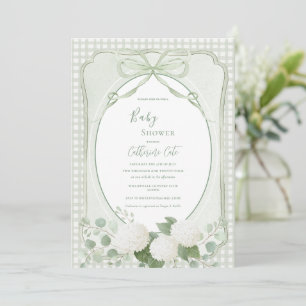 Invitación Chubasquero Verde Floral Vintage Baby Shower