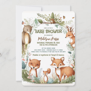 Invitación Chubasquito de Acuarela en el Bosque Fiesta de Beb