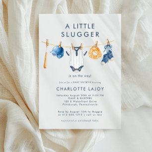 Invitación Chubasquito de béisbol ropa de bebé Shower 