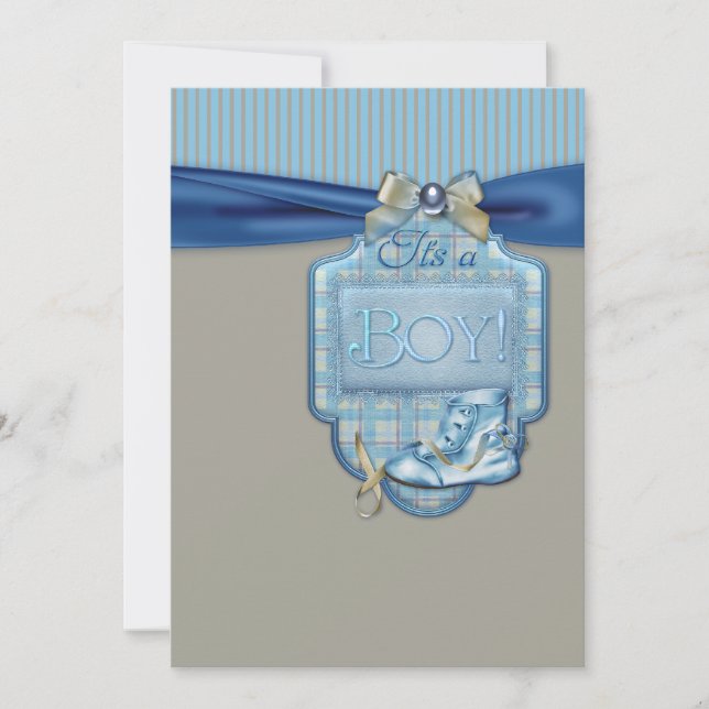 Invitación Chubasquitos Azules Marrones para Bebe Niño (Anverso)