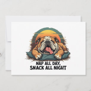 Invitación Chubby Bulldog Inglés Nap And Snack