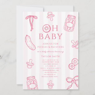 Invitación Chucherías y Chupetes Fiesta de Bebé Niña Rosa