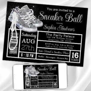 Invitación Chucks Pearls Diamond Sneaker Ball Fiesta de cumpl