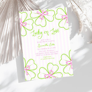 Invitación Chucky en Amor Rosa Verde Bridal Shower Trebol