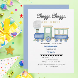 Invitación Chugga Choo, el segundo cumpleaños del niño, tren