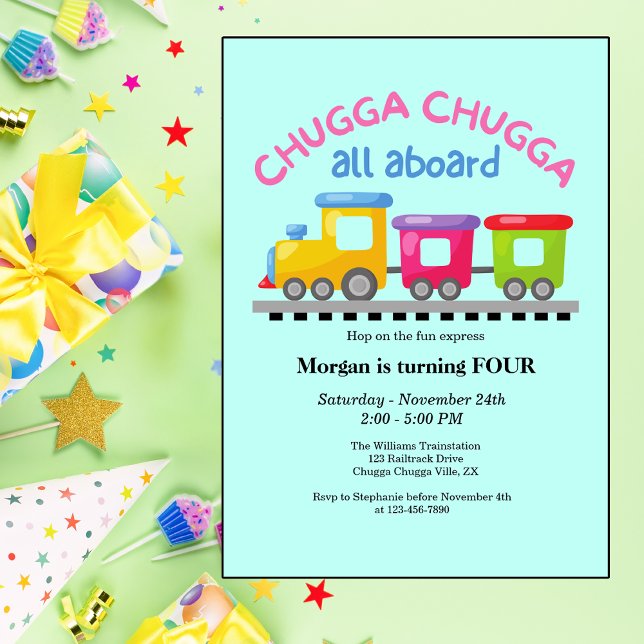 Invitación Chugga Choo Train Personalizado Temático Cualquier (Subido por el creador)