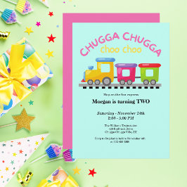 Invitación Chugga Choo Tren Personalizado Temático Segundo Cu