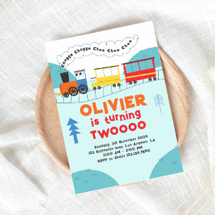 Invitación Chugga Chugga Choo Choo Train Boy segundo cumpleañ