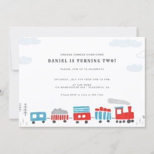 Invitación Chugga Chugga Choo Tren Fiesta de cumpleaños