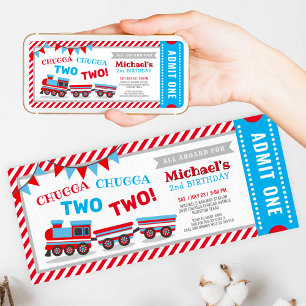 Invitación Chugga chugga dos cumpleaños de billetes de tren