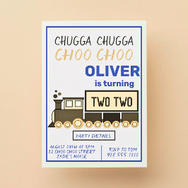 Invitación Chugga Chugga Dos cumpleaños de niño en tren