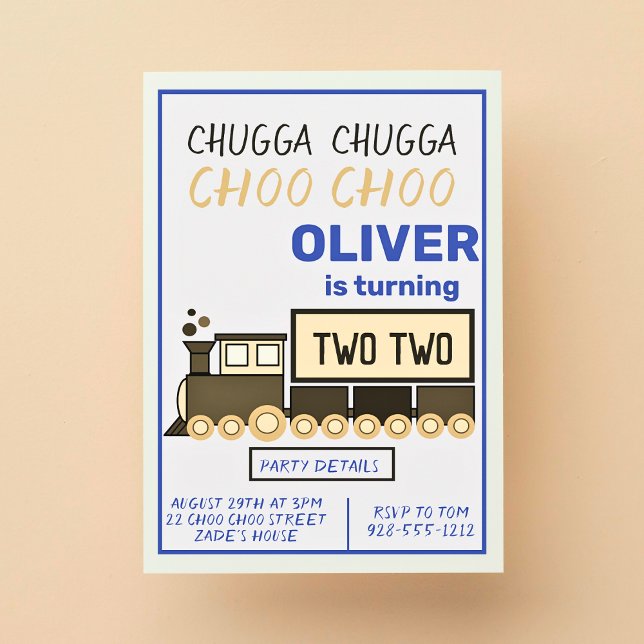 Invitación Chugga Chugga Dos cumpleaños de niño en tren (Subido por el creador)